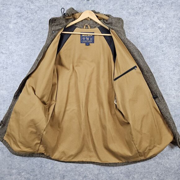 John Rich Bros Woolrich Men's Heavy Coat Brown Size XL 85% Wool Lined Hooded - Picture 10 of 16